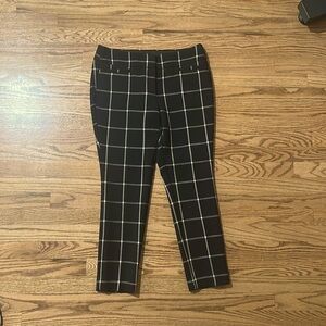 Black Ann Taylor Loft Marisa Skinny Windowpane Pants, 8P.